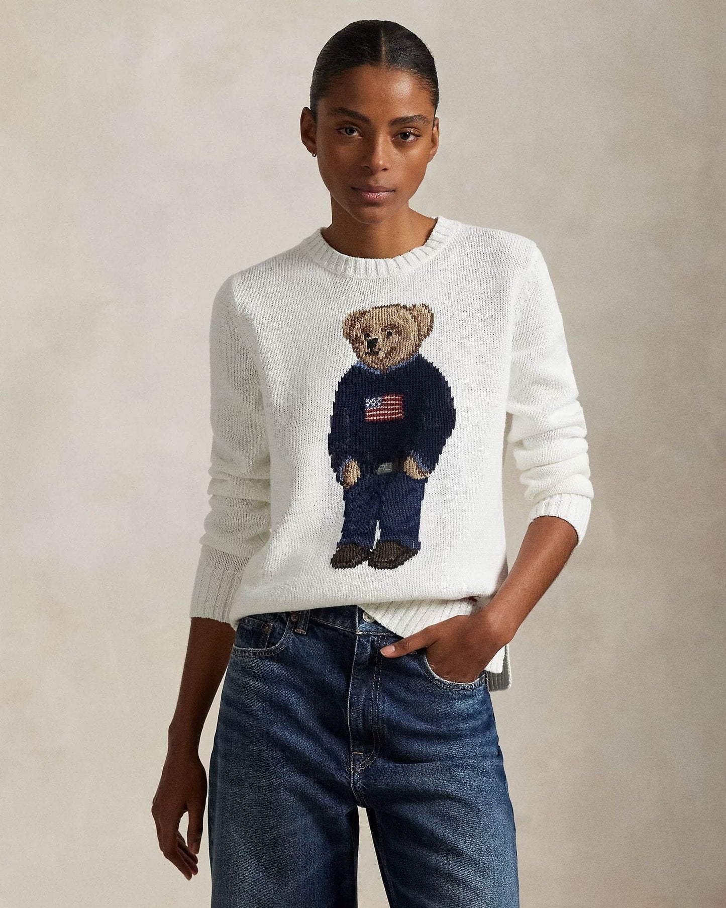 Ralph Lauren Polo Bear Rundhalspullover aus Leinen-Baumwoll-Mischung