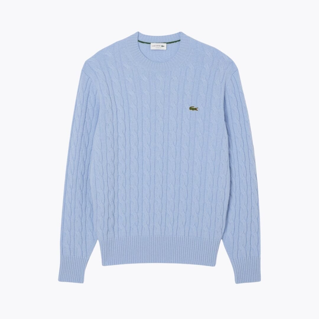 Lacoste Zopfstrickpullover aus kardierter Wolle mit Rundhalsausschnitt