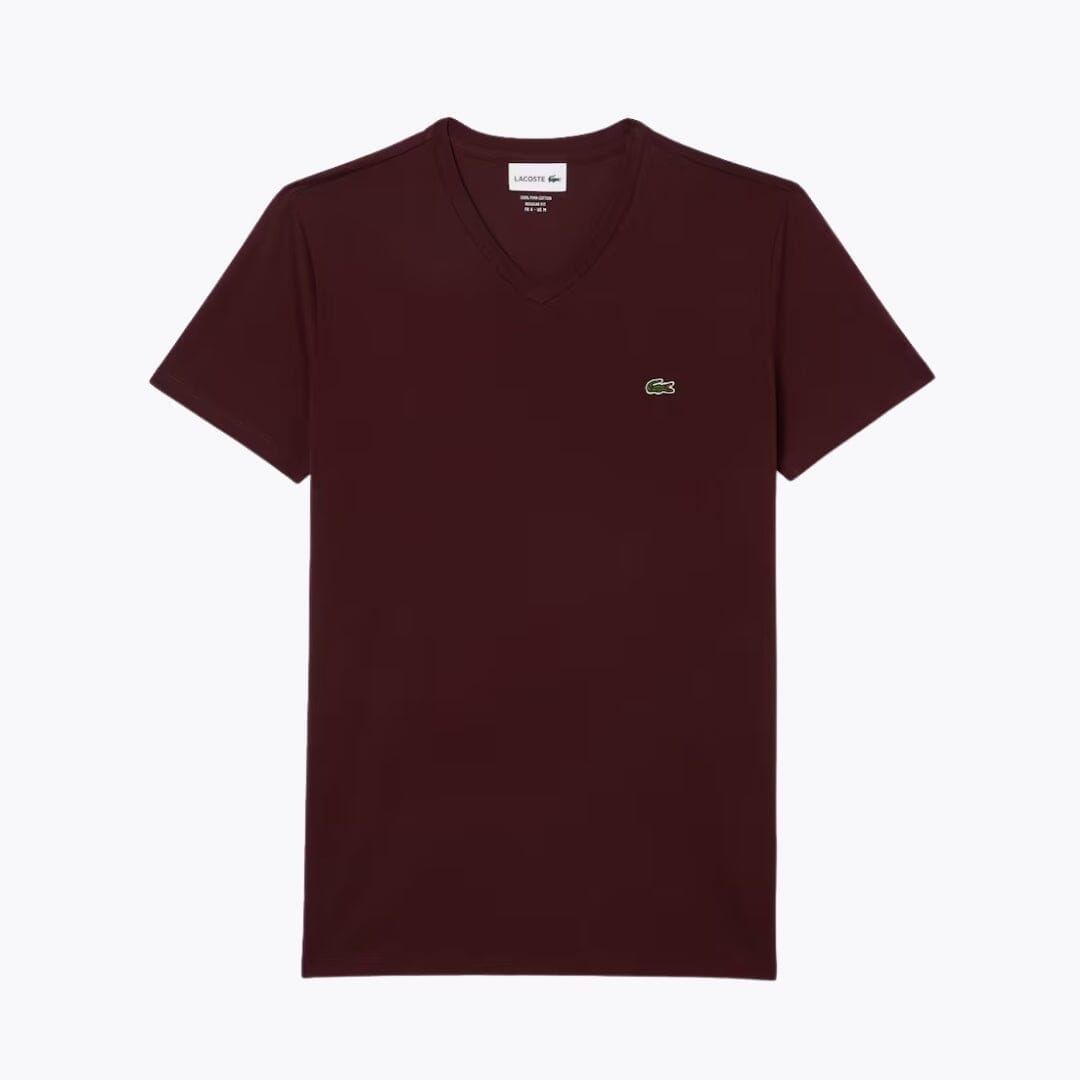 Lacoste T-Shirt aus leichter Baumwoll-Pimabaumwolle mit V-Ausschnitt