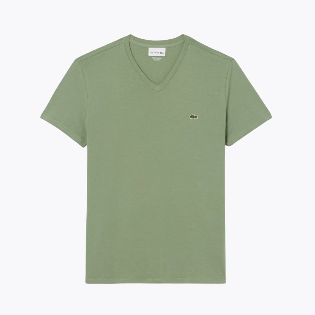 Lacoste T-Shirt aus leichter Baumwoll-Pimabaumwolle mit V-Ausschnitt