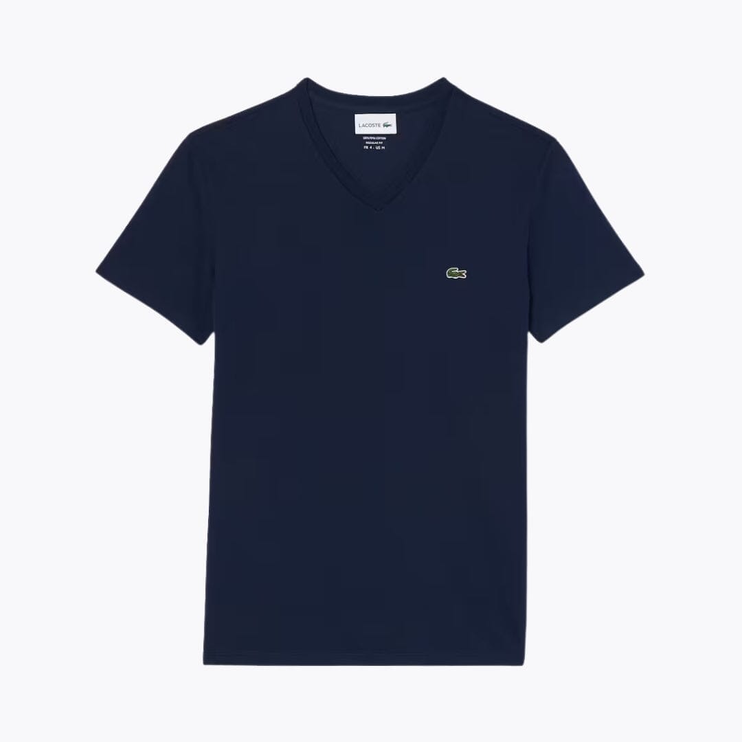 Lacoste T-Shirt aus leichter Baumwoll-Pimabaumwolle mit V-Ausschnitt