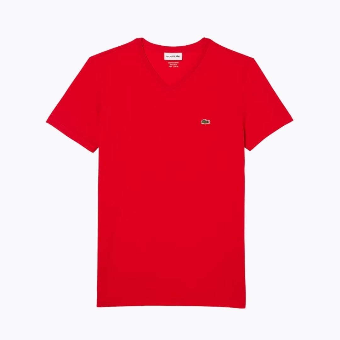 Lacoste T-Shirt aus leichter Baumwoll-Pimabaumwolle mit V-Ausschnitt