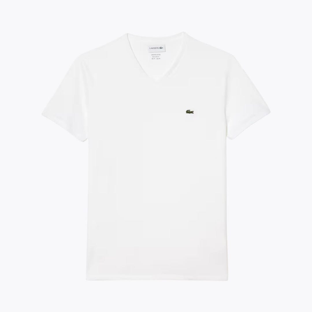 Lacoste T-Shirt aus leichter Baumwoll-Pimabaumwolle mit V-Ausschnitt