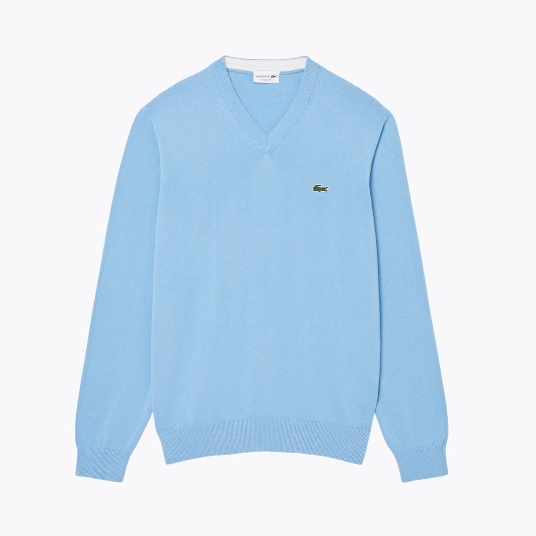 Lacoste Monochromer Baumwollpullover mit V-Ausschnitt