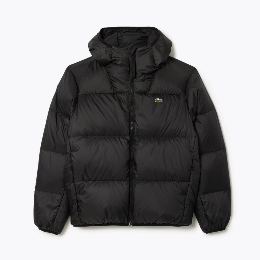 Lacoste Kurze, wasserabweisende, wattierte Kapuzenjacke