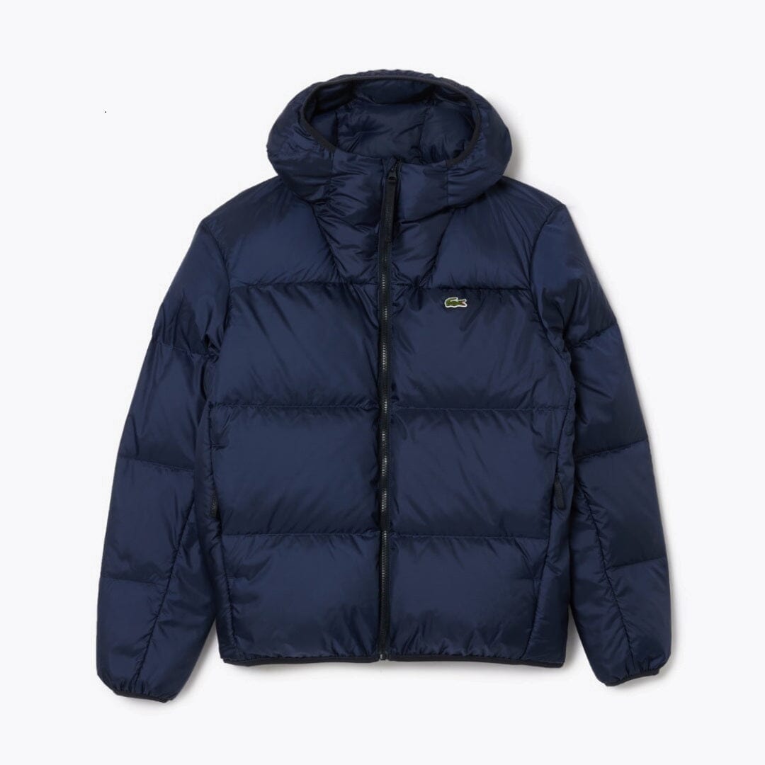 Lacoste Kurze, wasserabweisende, wattierte Kapuzenjacke
