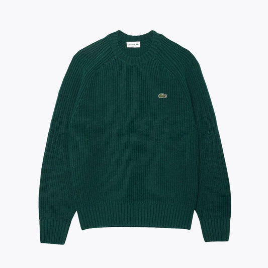 Lacoste Pullover aus dicker, kardierter Wolle mit Rundhalsausschnitt