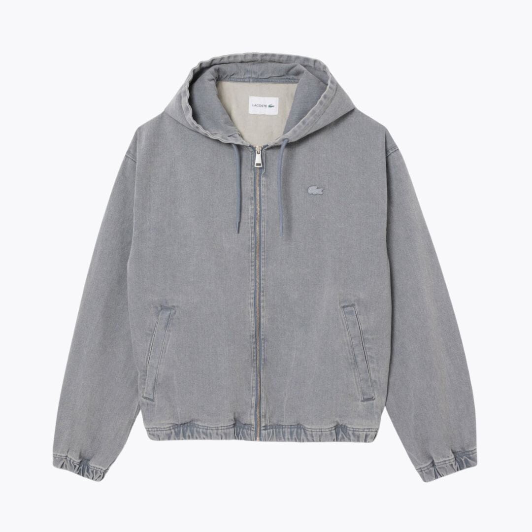 Lacoste Denim-Kapuzenjacke mit ausgewaschenem Effekt
