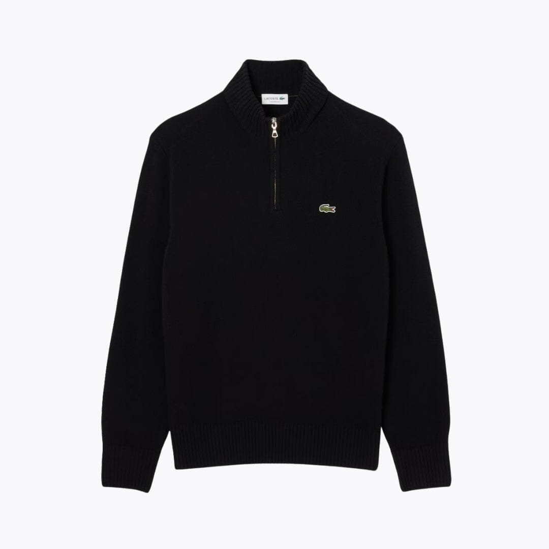 Lacoste-Pullover aus karierter Wolle mit Reißverschluss und hohem Kragen