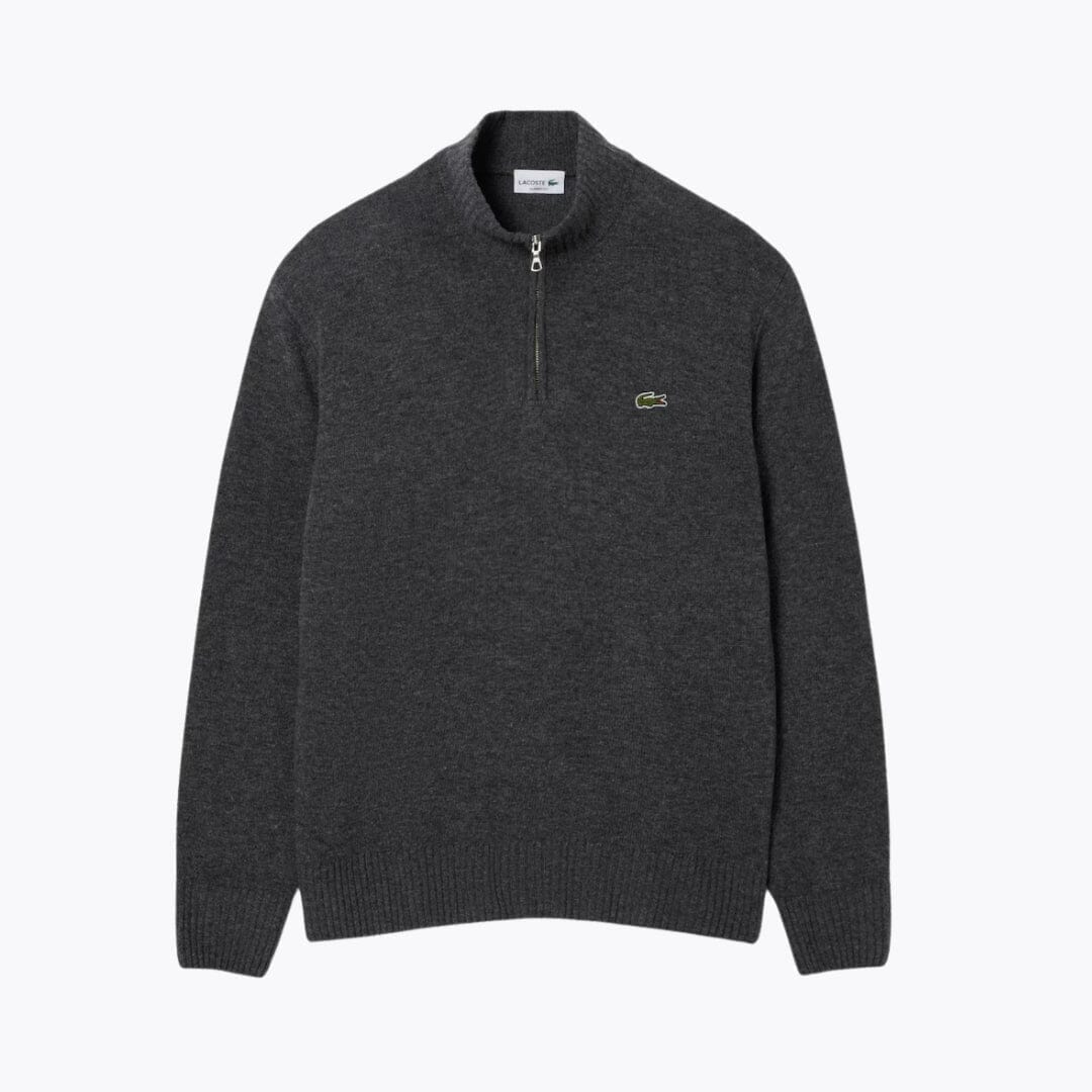 Lacoste-Pullover aus karierter Wolle mit Reißverschluss und hohem Kragen