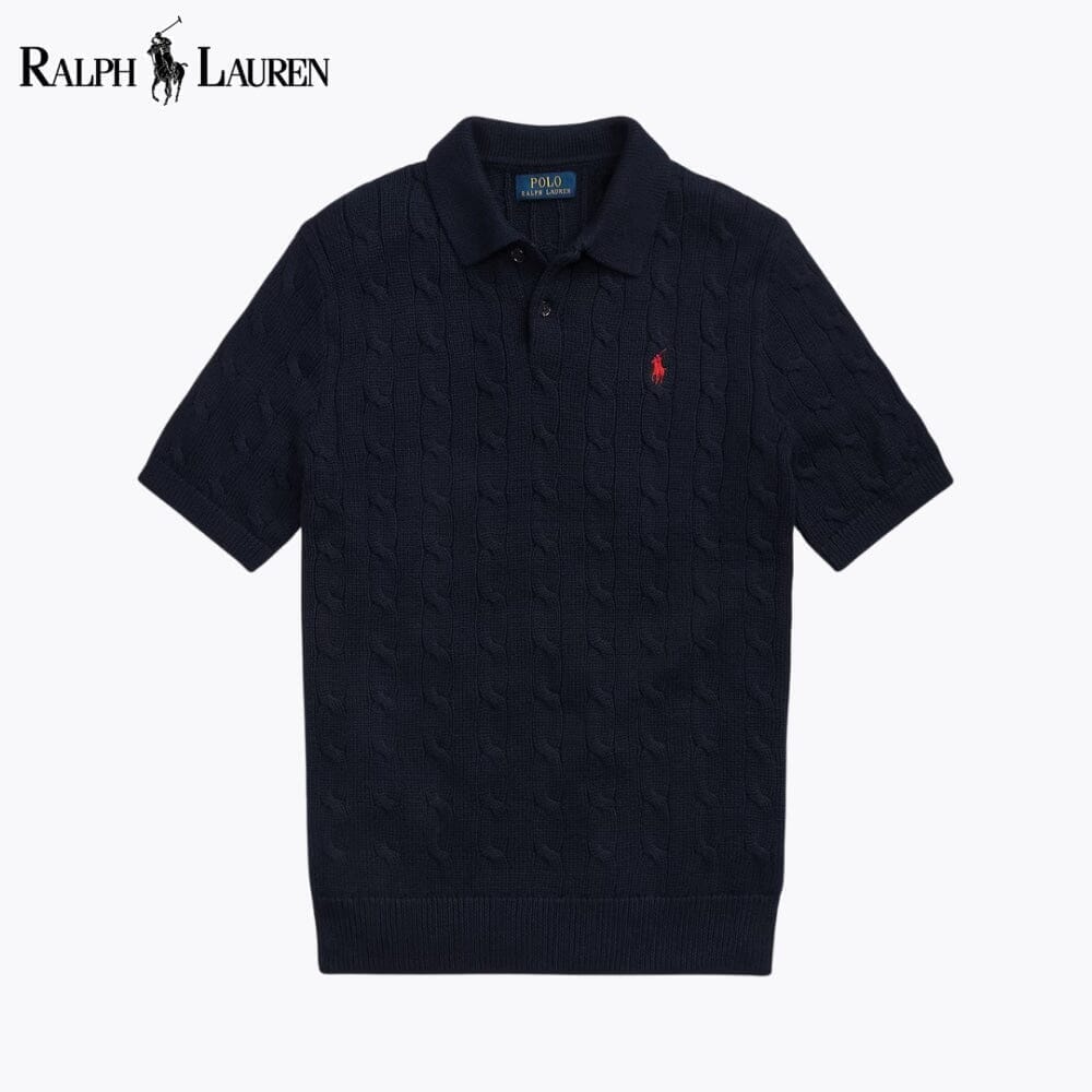 Ralph Lauren Zopfstrickpullover aus Baumwolle mit Polokragen