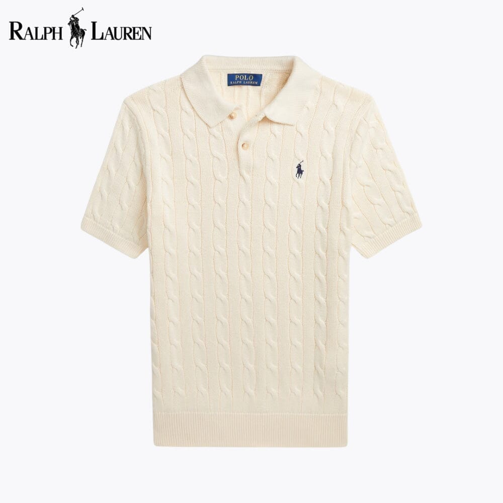 Ralph Lauren Zopfstrickpullover aus Baumwolle mit Polokragen