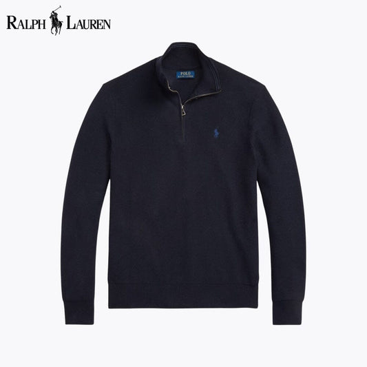 Ralph Lauren Mesh-Strickpullover aus Baumwolle mit Viertelreißverschluss