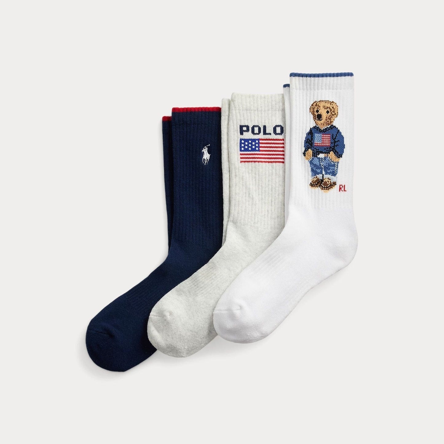 Ralph Lauren Polo Bear Logo Crew-Socken im 3er-Pack