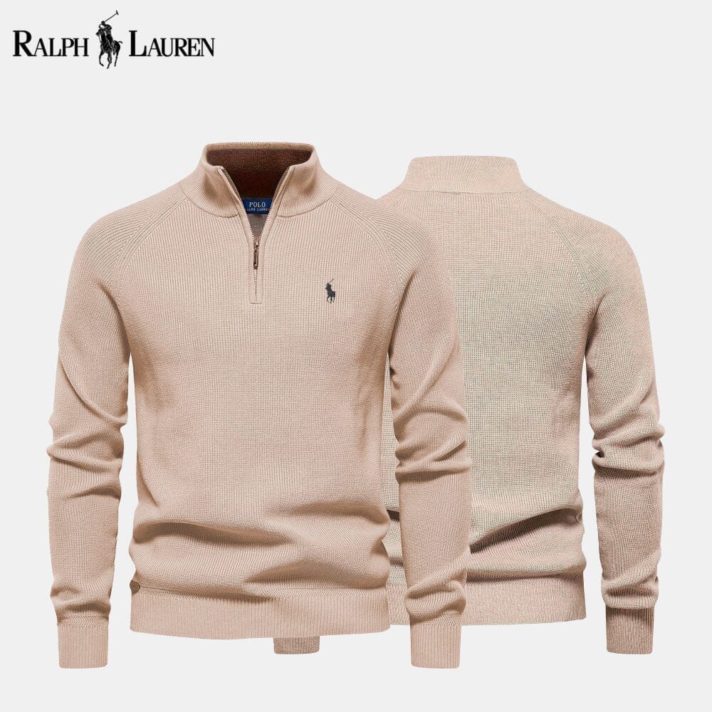 Ralph Lauren Zip-Pullover aus Wollstrick mit Zopfmuster