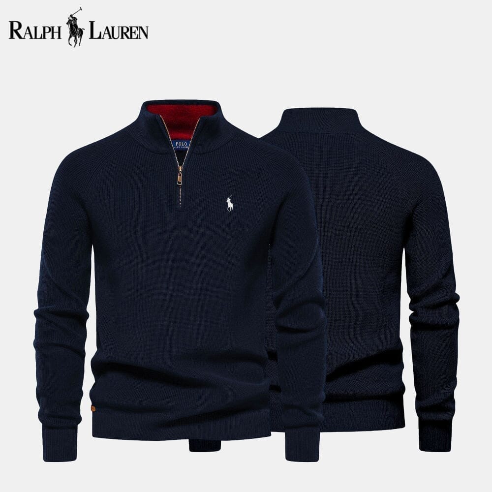 Ralph Lauren Zip-Pullover aus Wollstrick mit Zopfmuster