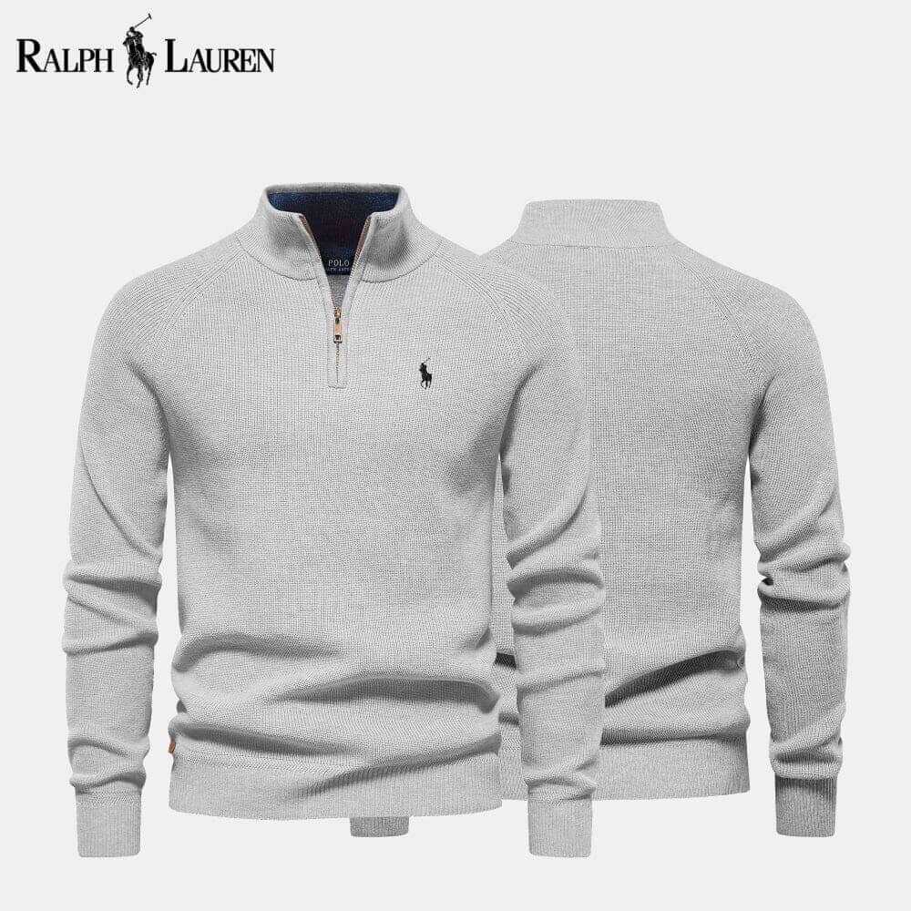 Ralph Lauren Zip-Pullover aus Wollstrick mit Zopfmuster