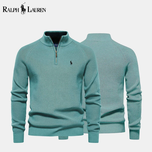 Ralph Lauren Zip-Pullover aus Wollstrick mit Zopfmuster